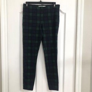 MNG Basics womens plaid flannel pull on pants green medium